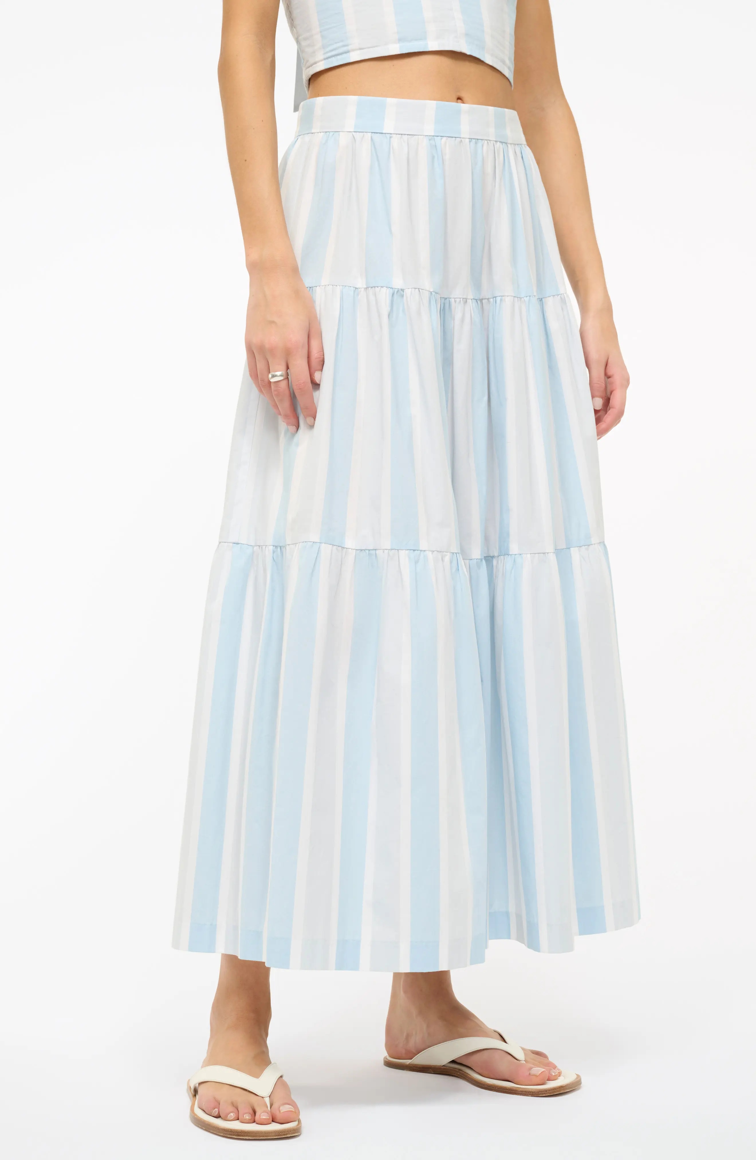 Sea Stripe Tiered Maxi Skirt - 1