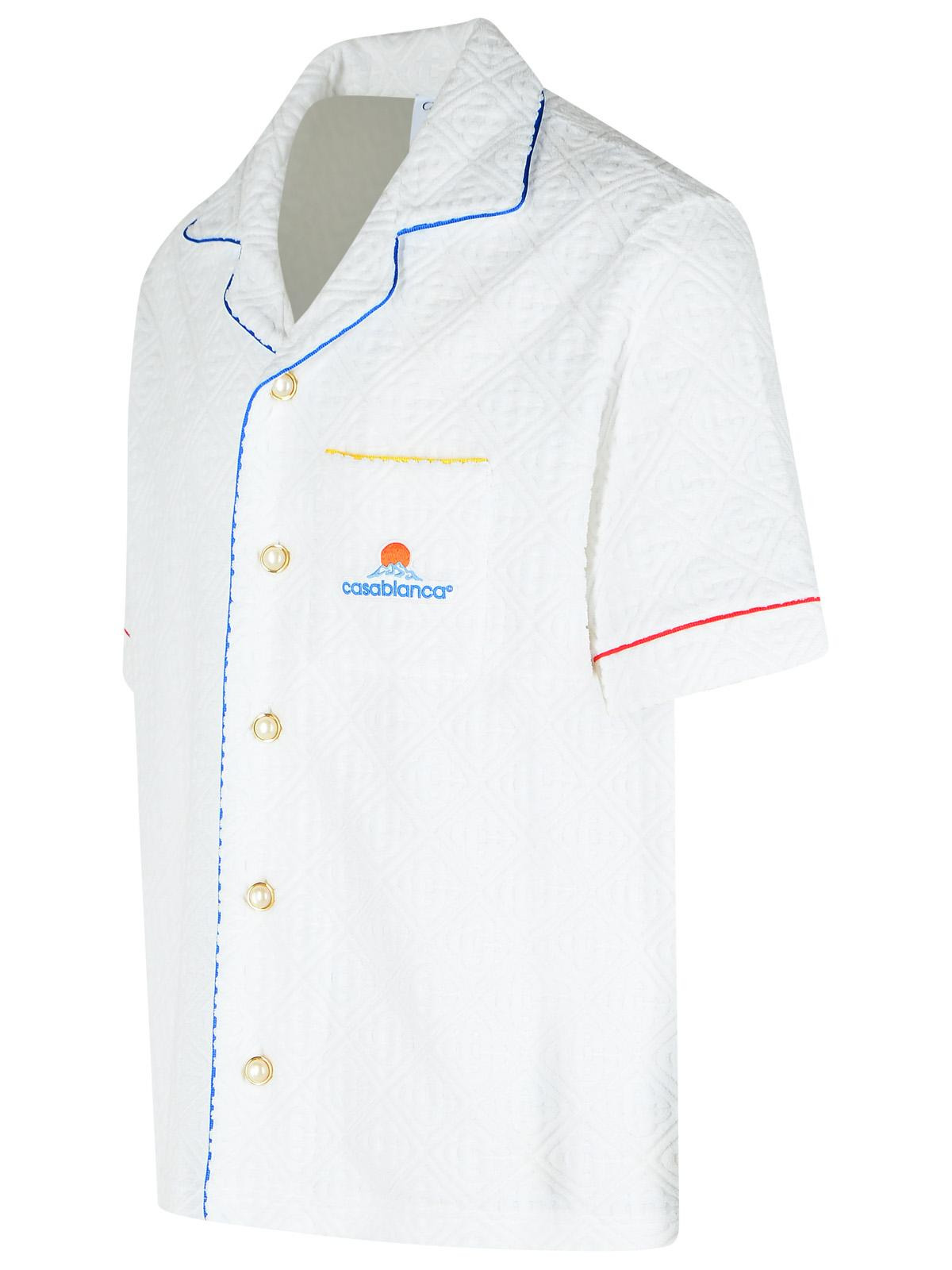 Casablanca Short Sleeved Shirt In Jacquard Cotton Blend Terry Cloth With White Monogram Men - 2