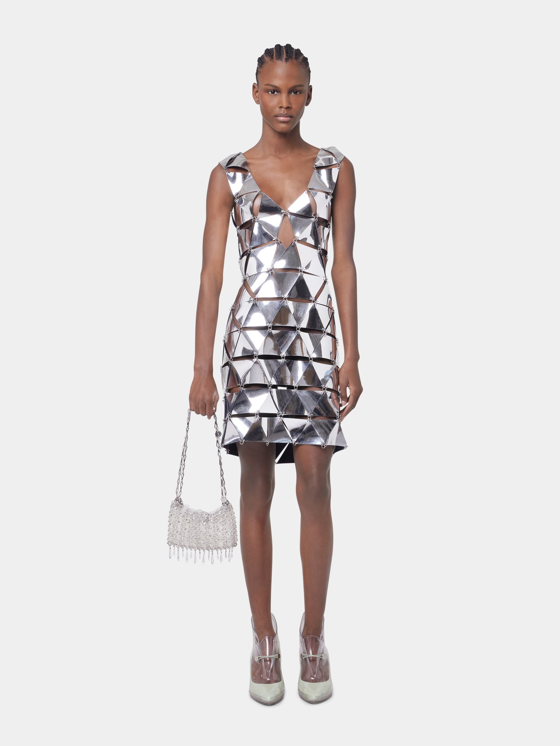SILVER SHORT DRESS IN ASSEMBLY - 2