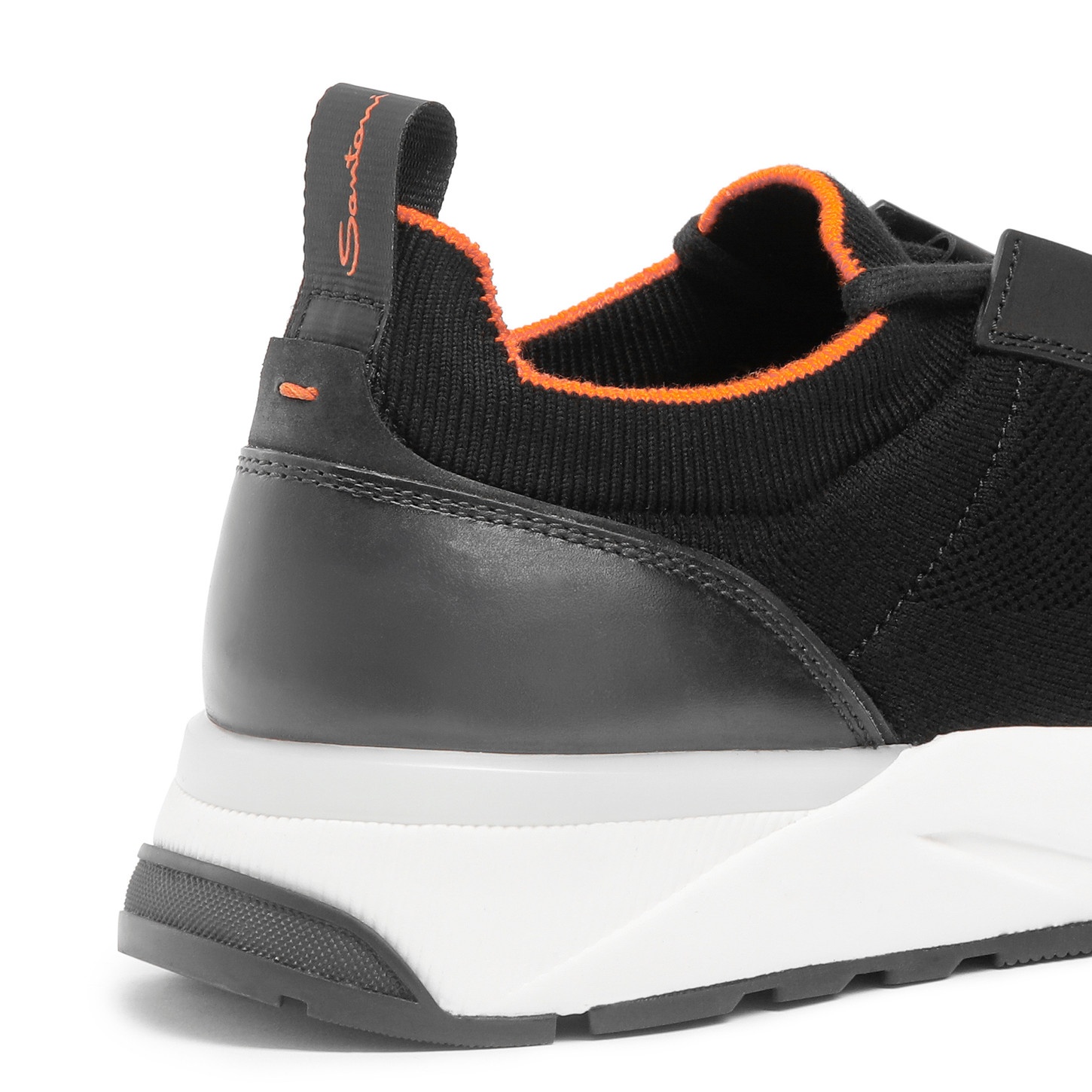 Santoni Men's black stretch knit sneaker | REVERSIBLE