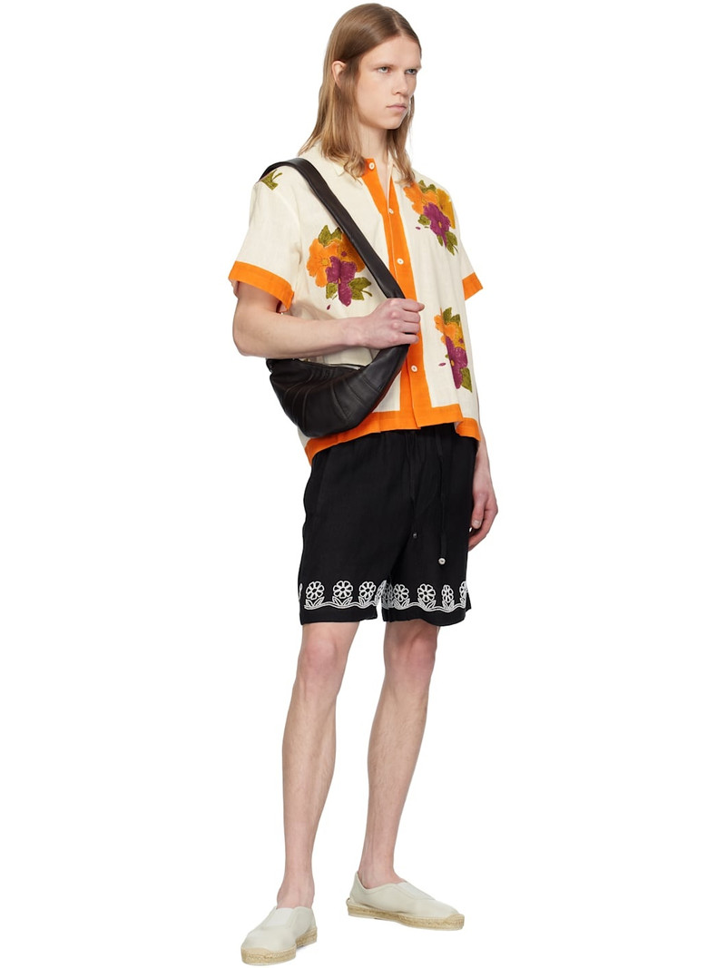 HARAGO White & Orange Block Printed Shirt outlook