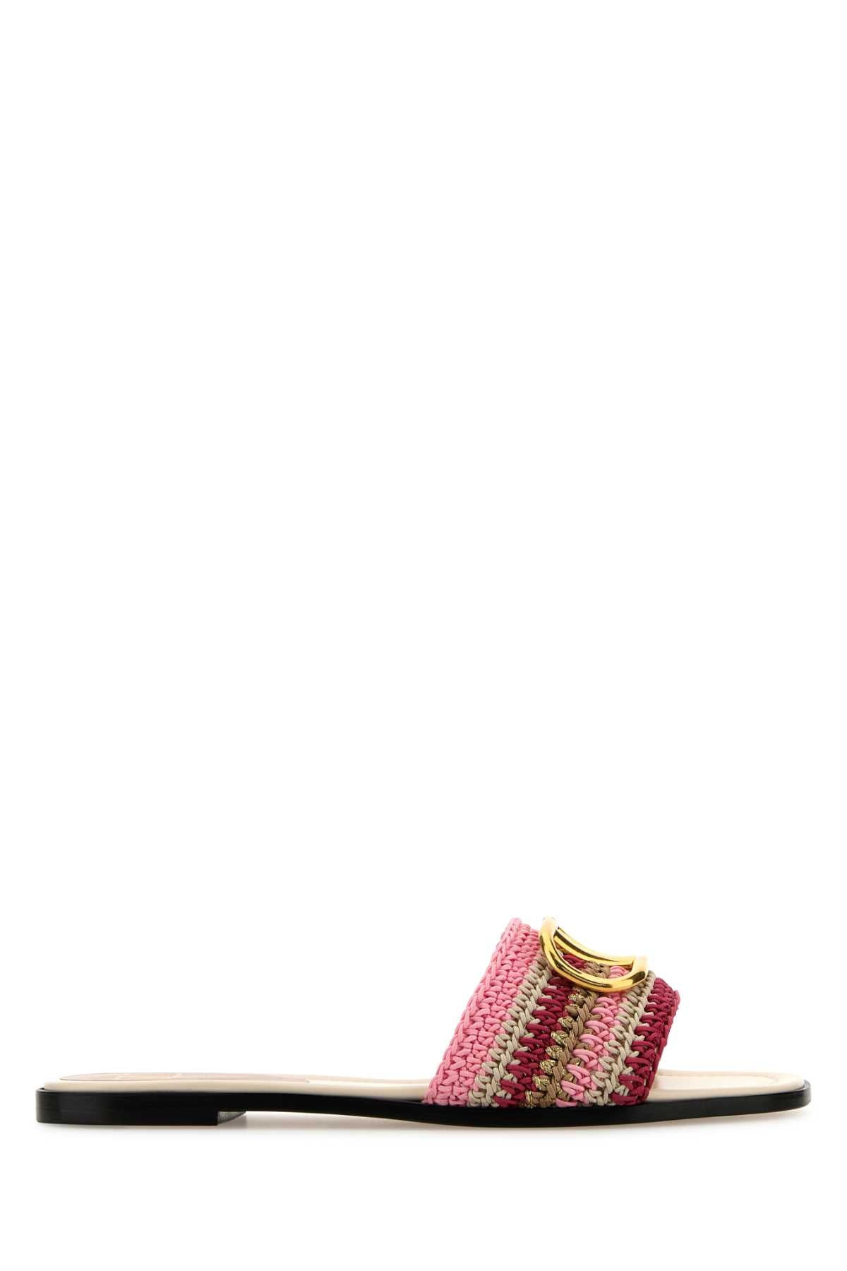 Valentino Garavani Women Multicolor Crochet Vlogo Slippers - 1