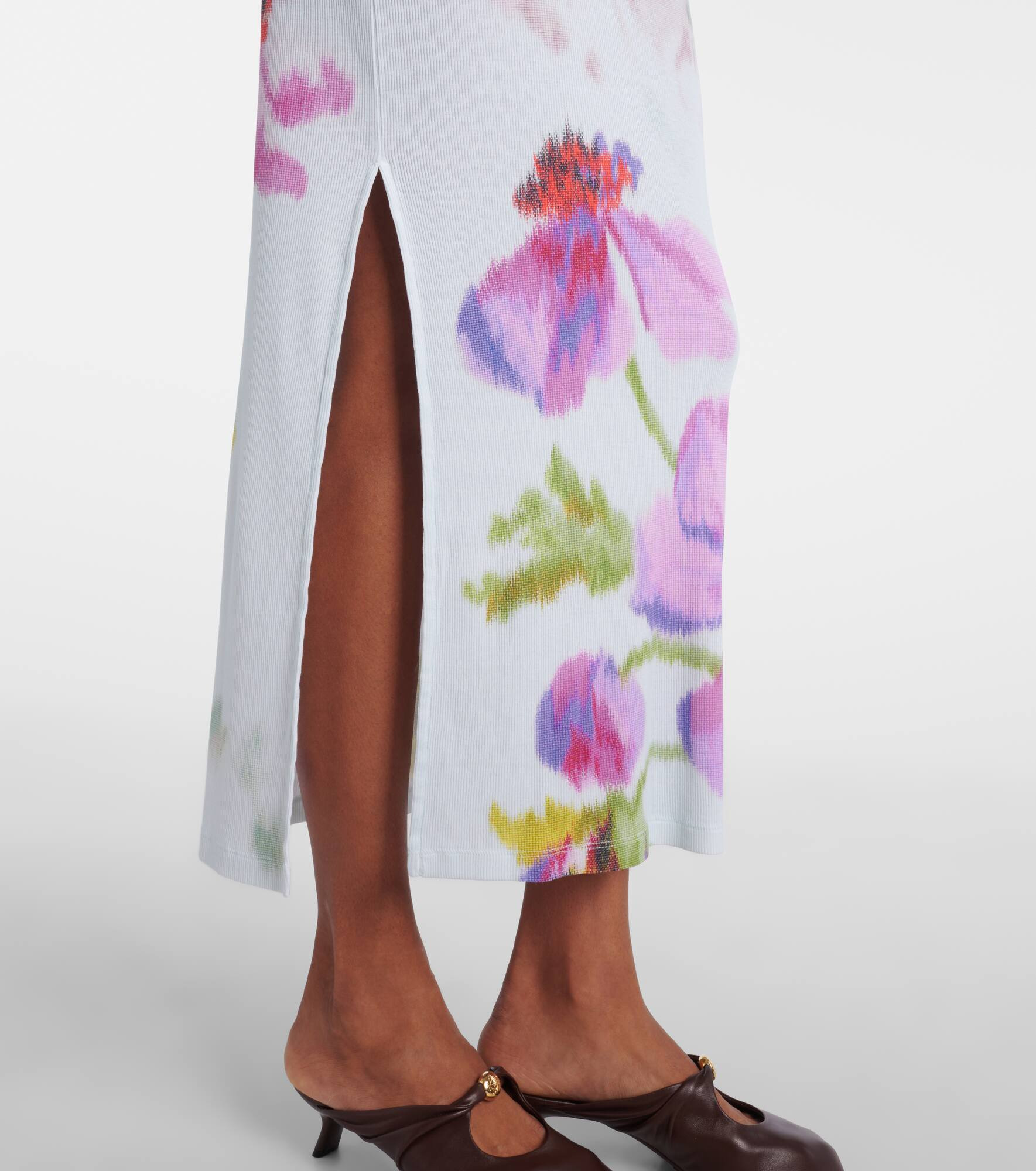 Floral silk and cotton midi dress - 5