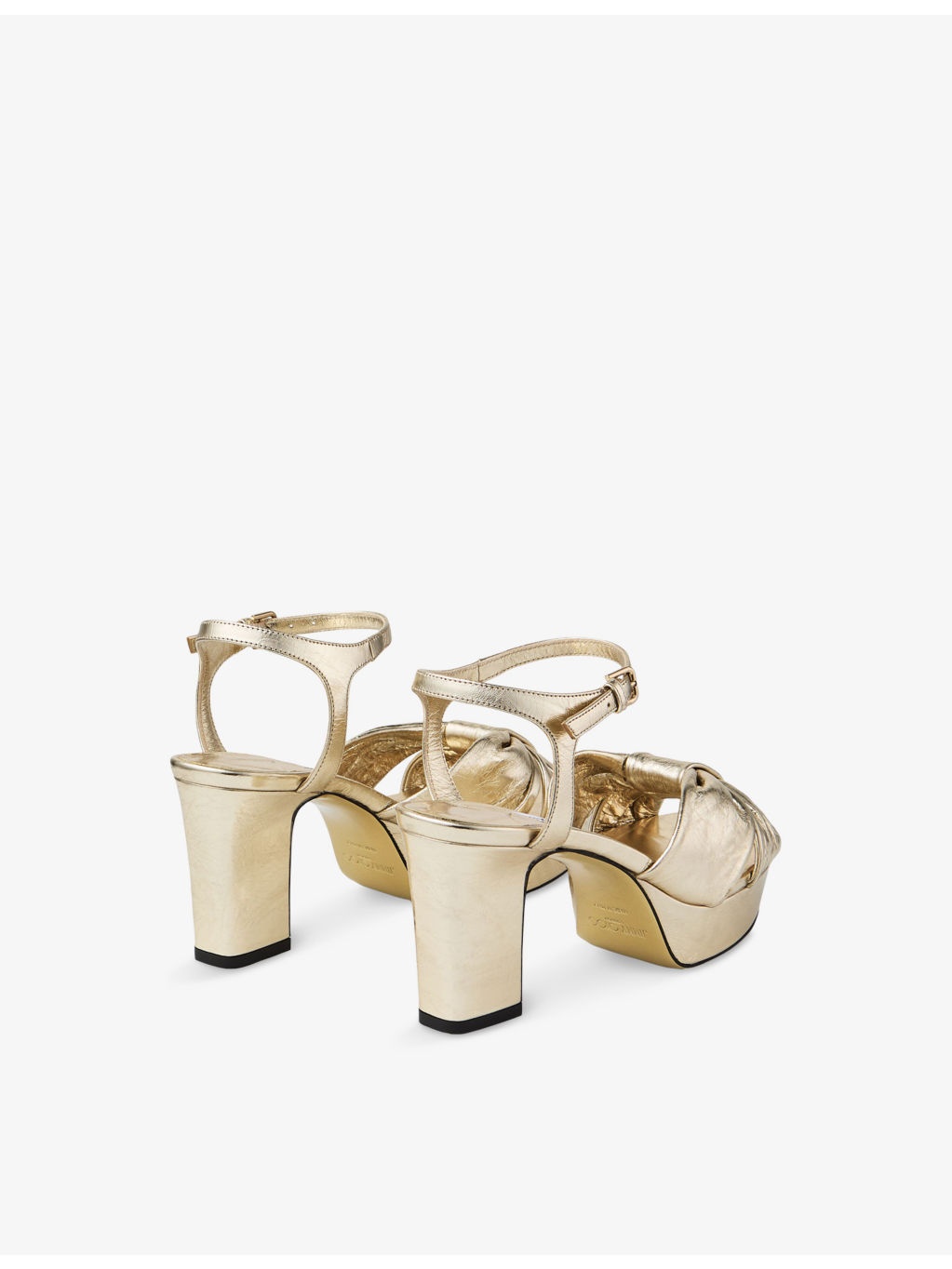 Heloise 80 Knotted-Strap Metallic-Leather Heeled Sandals - 4