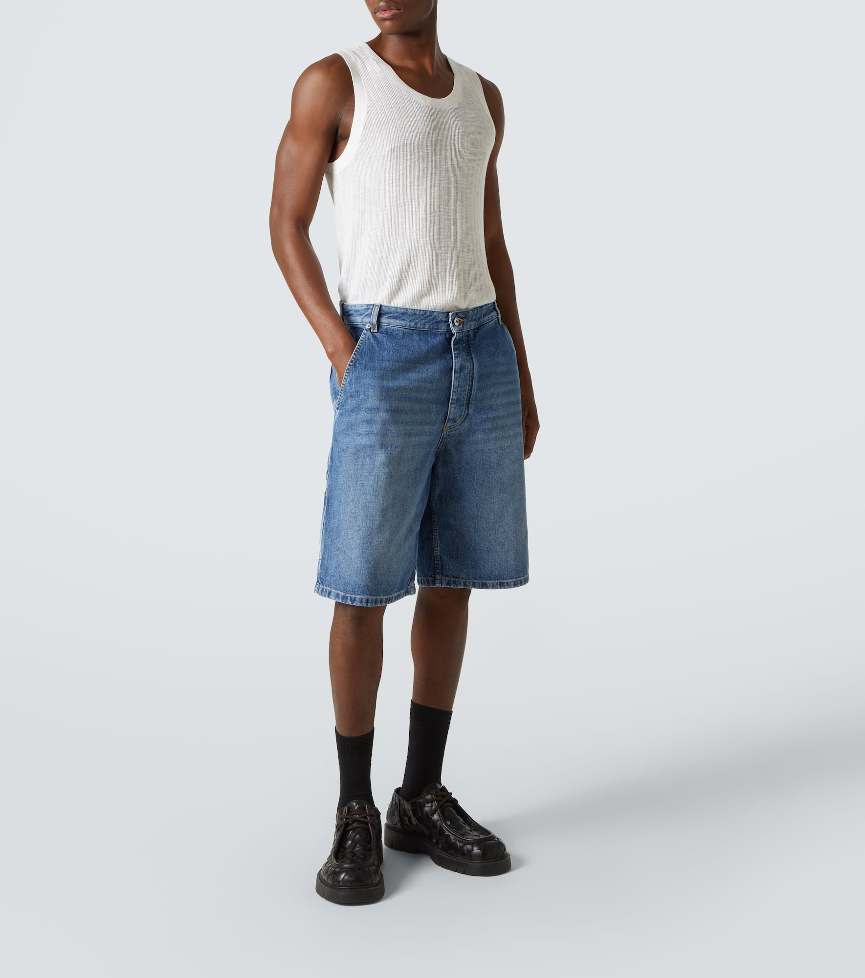 High-rise denim Bermuda shorts - 2