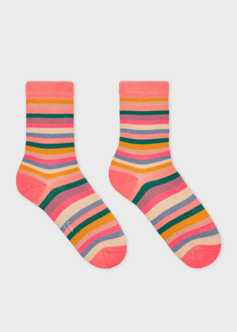 Paul Smith Women's Pink Glitter Stripe Socks outlook