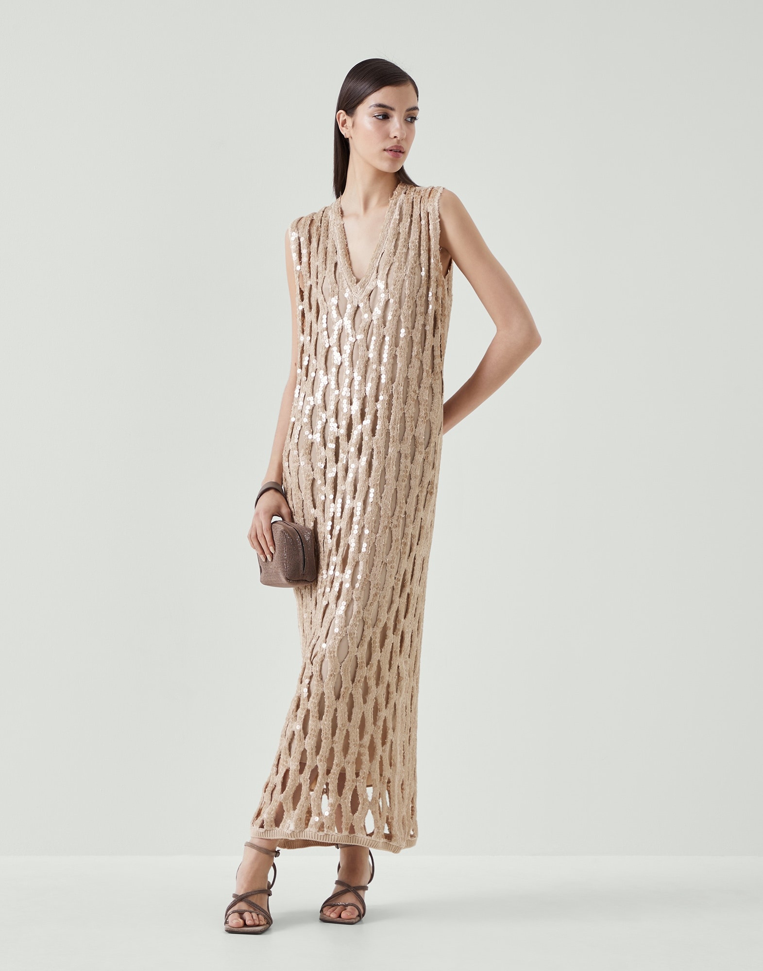 Dazzling mesh dress in linen and silk - 5