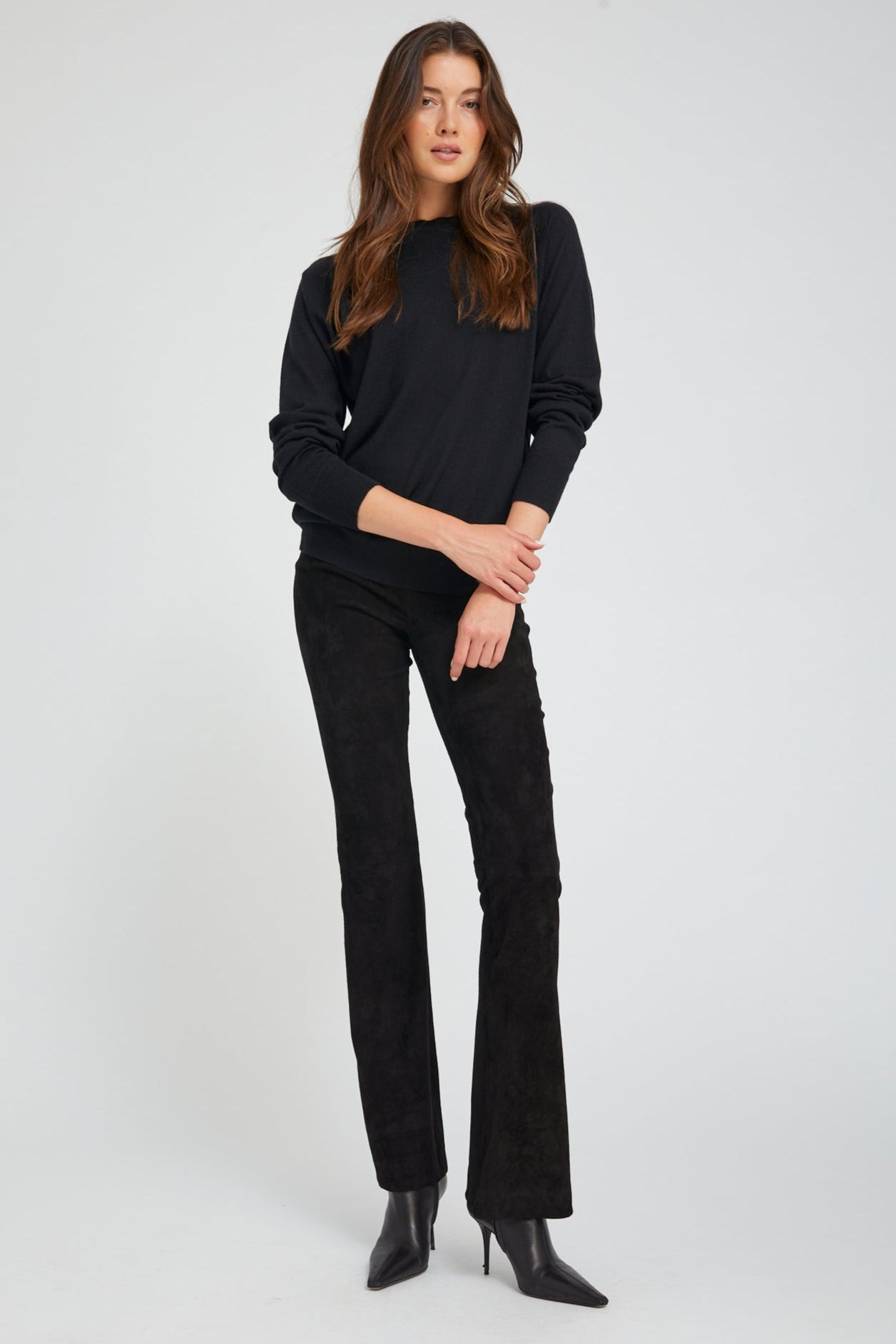 BLACK SUEDE MICRO FLARE - 2