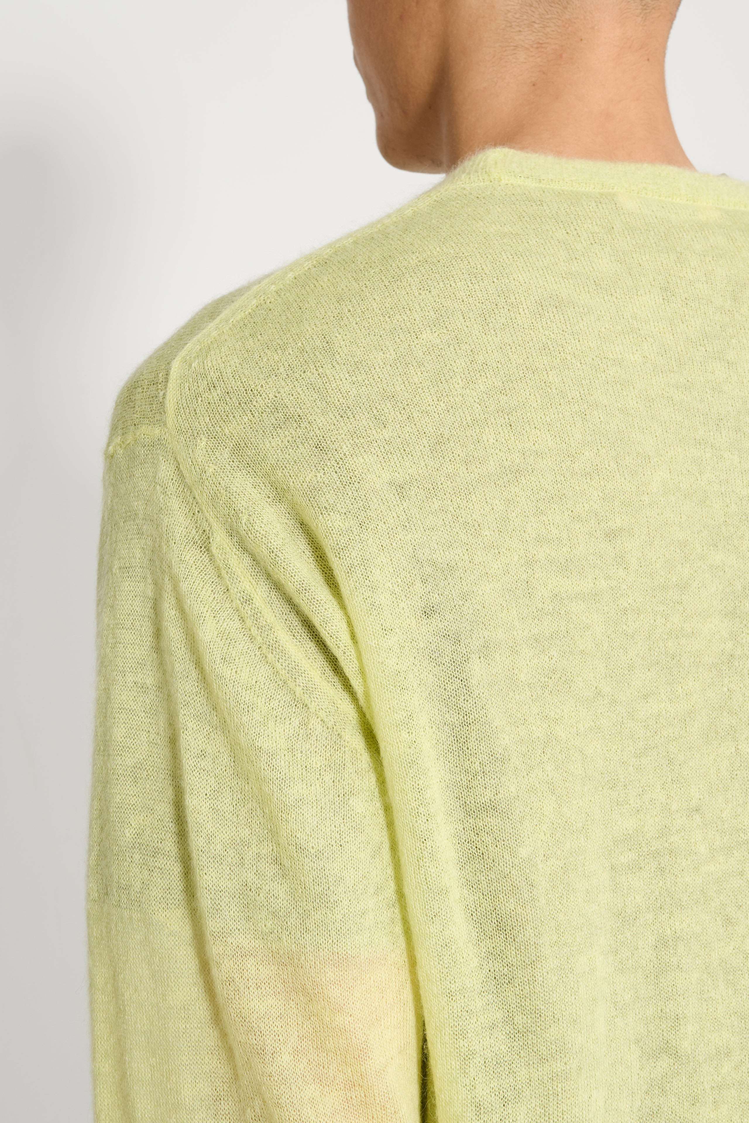 AURALEE KID MOHAIR SHEER KNIT P/O LIME YELLOW - 6
