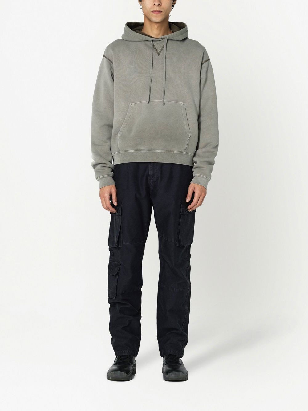 faded thermal-lined hoodie - 2