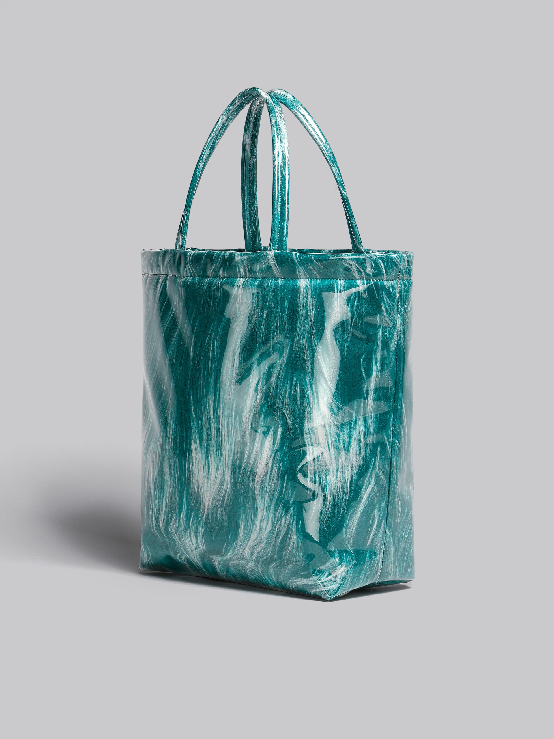 JADE GREEN COATED FAUX FUR TOTE - 2