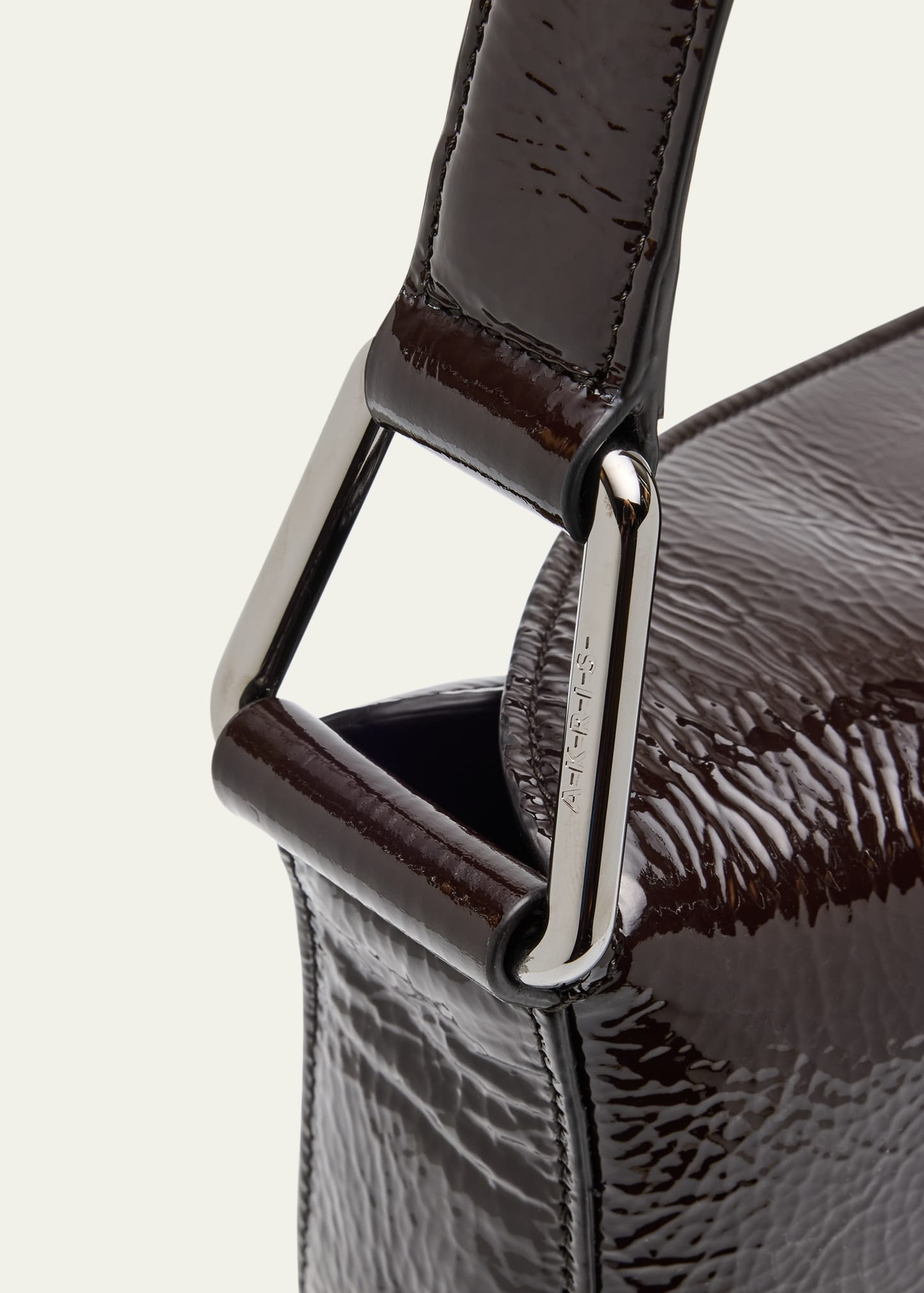 Anna Medium Lacquered Leather Hobo Bag - 5