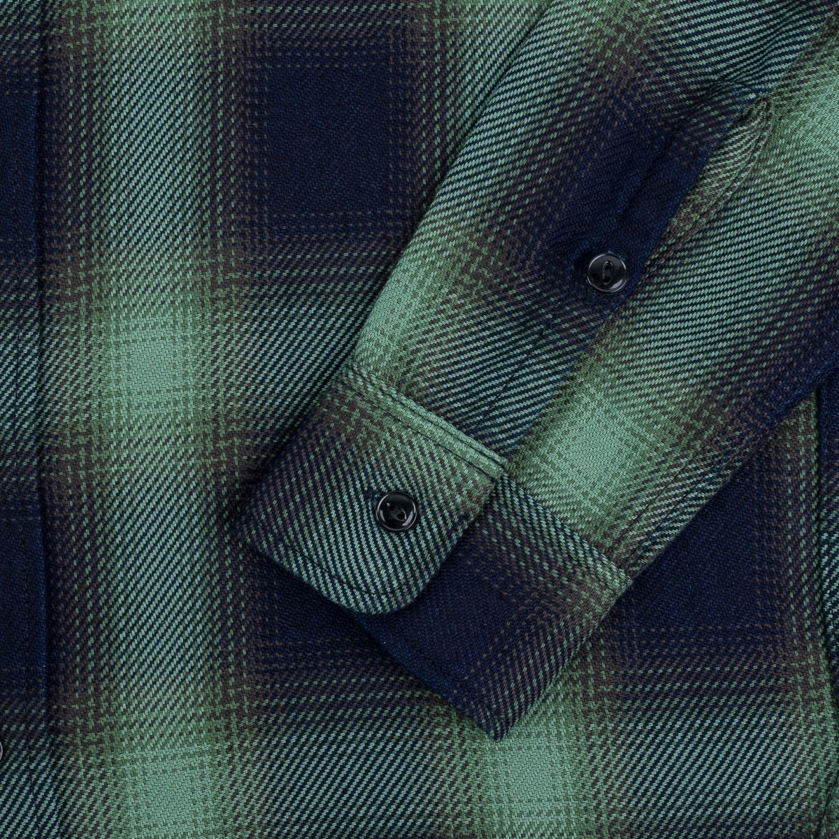 IHSH-349-GRN 9oz Selvedge Ombré Check Work Shirt - Green - 10