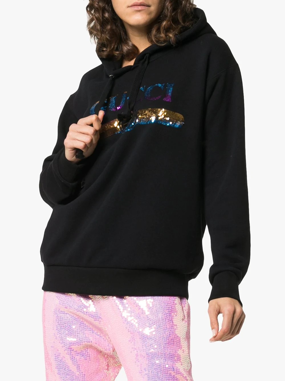 sequin logo hoodie - 3