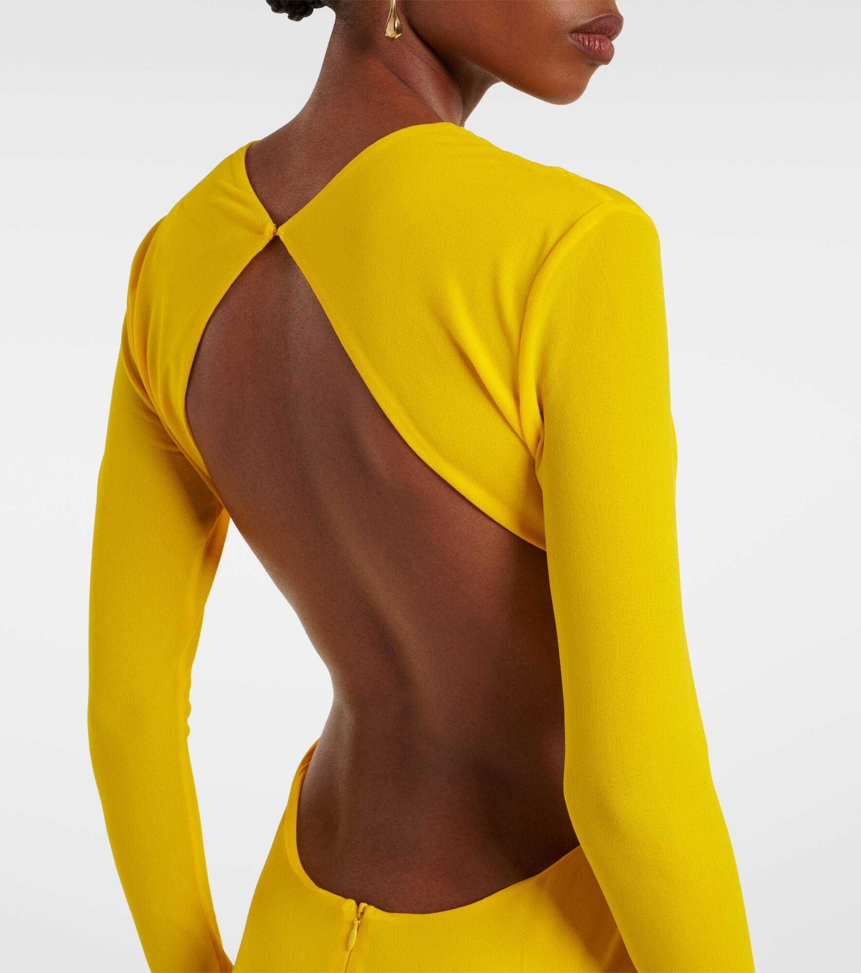 Ruched open-back crêpe jersey gown - 5