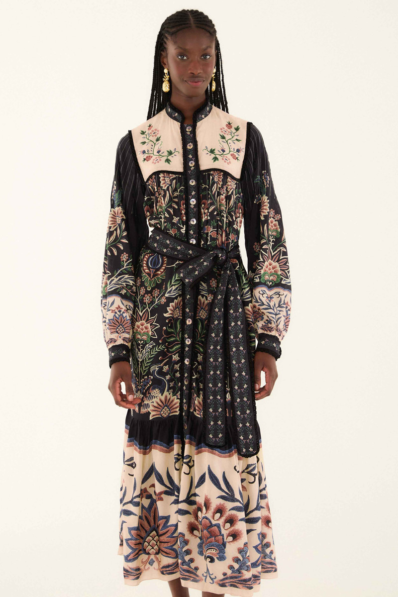 FARM RIO Black Marvelous Garden Long Sleeve Maxi Dress outlook