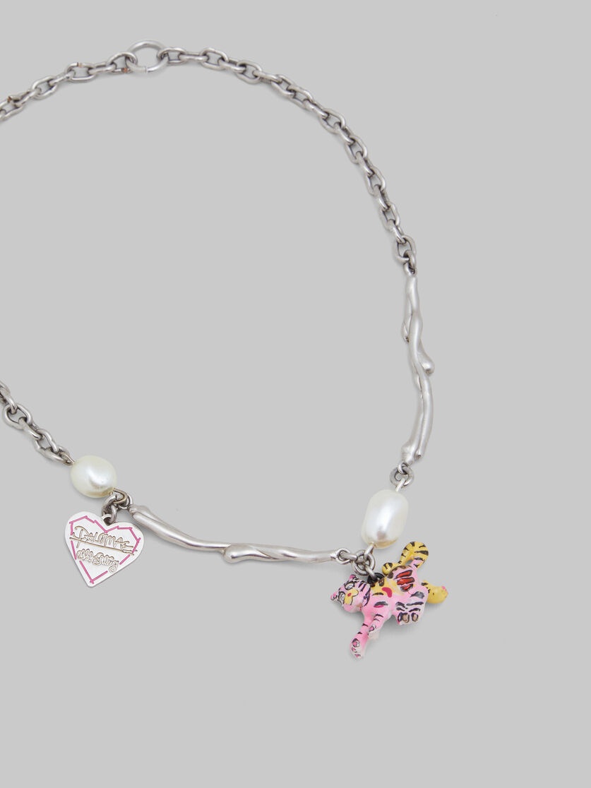 METAL CHAIN NECKLACE WITH TIGER PENDANT - 3