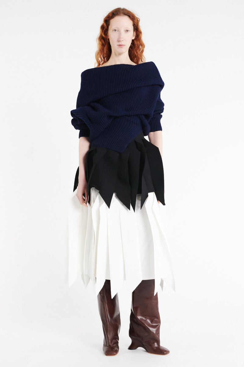 A-LINE SKIRT WITH PANEL BLACK WHITE 5