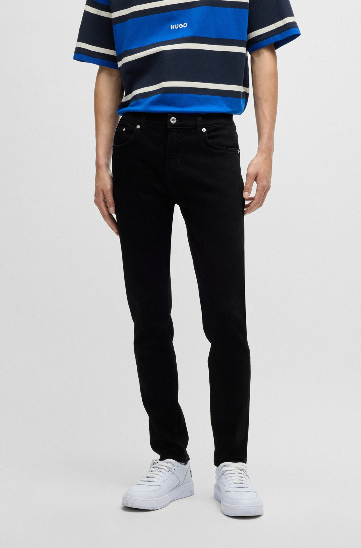 EXTRA-SLIM-FIT JEANS IN BLACK STRETCH DENIM - 2