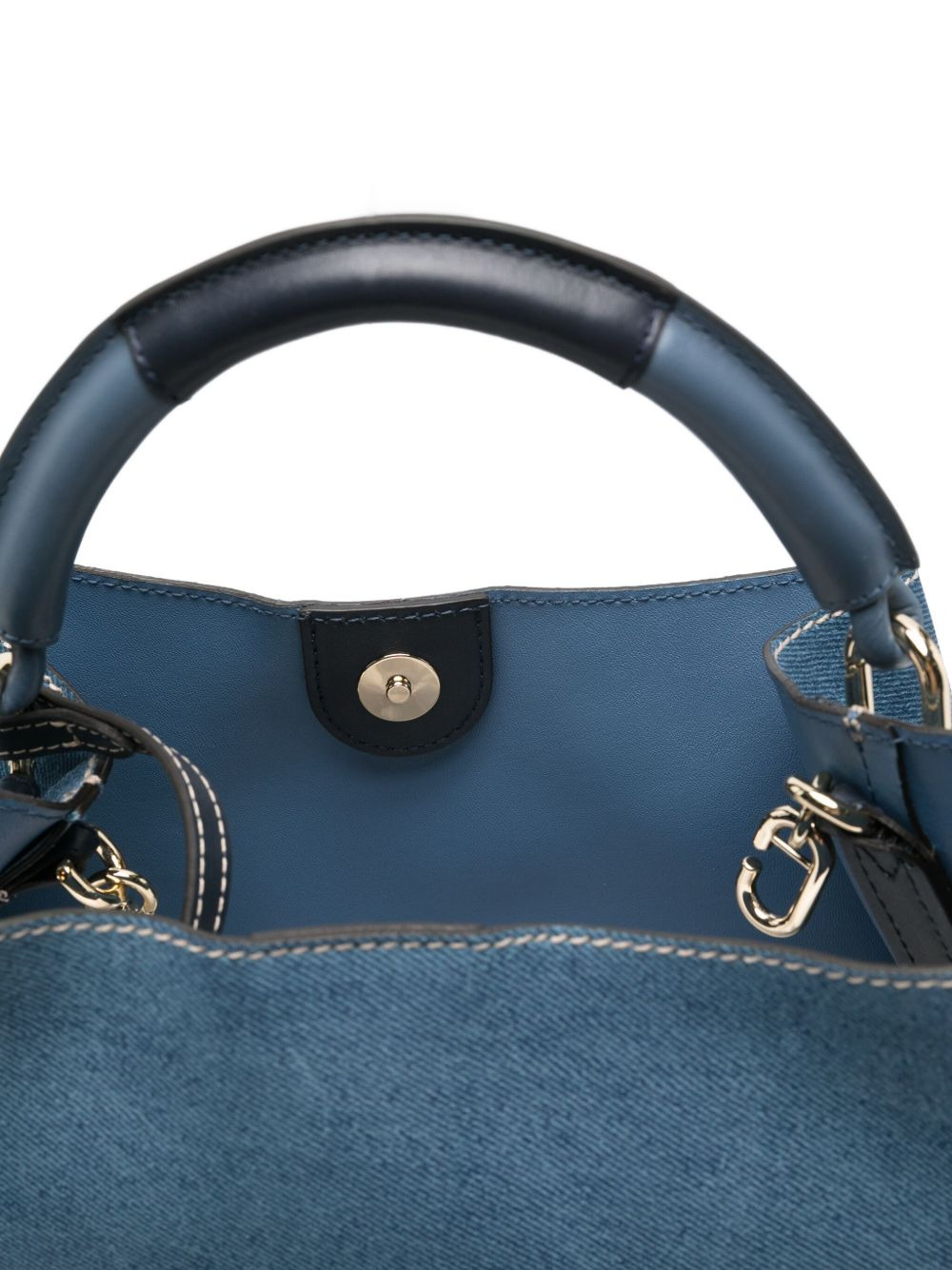 denim-panel tote bag - 5
