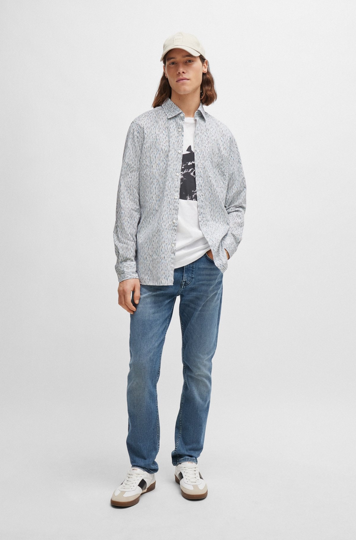 SLIM-FIT JEANS IN MID-BLUE SOFT STRETCH DENIM - 3