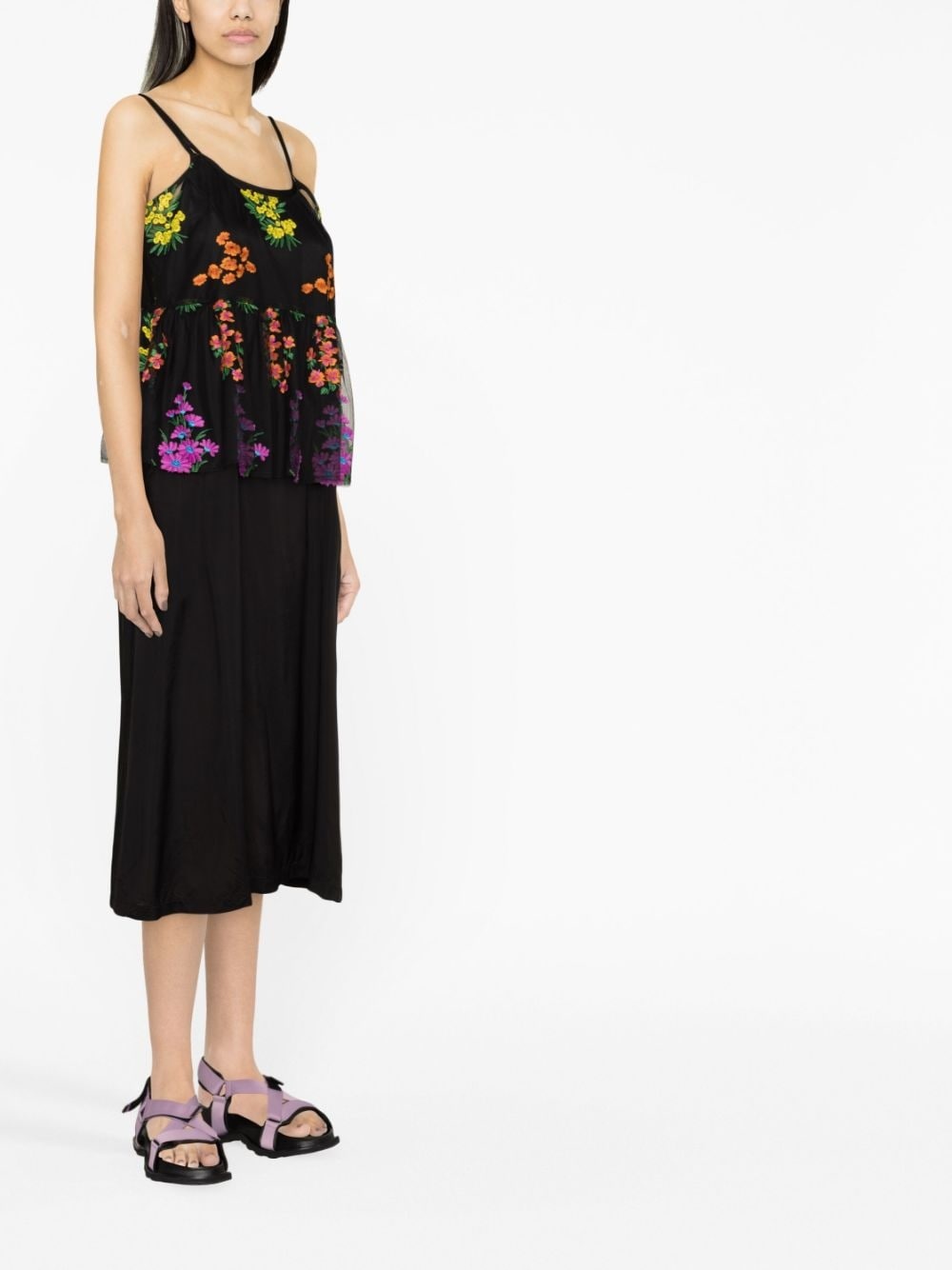 Tulle-Embroidered taffeta slip dress - 4