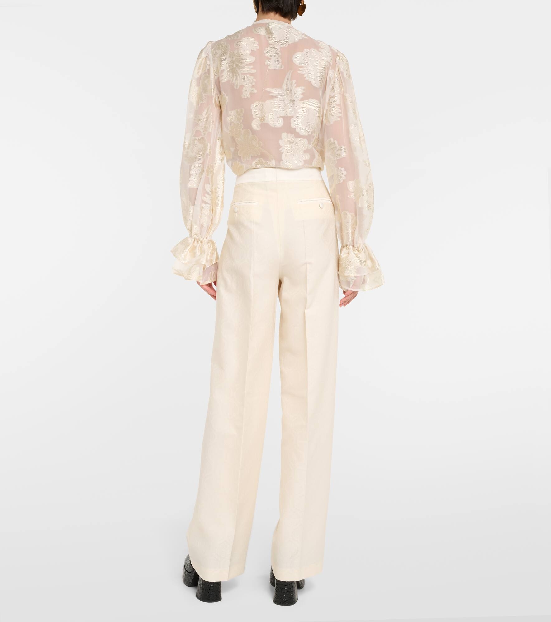 Cotton and wool straight pants - 3
