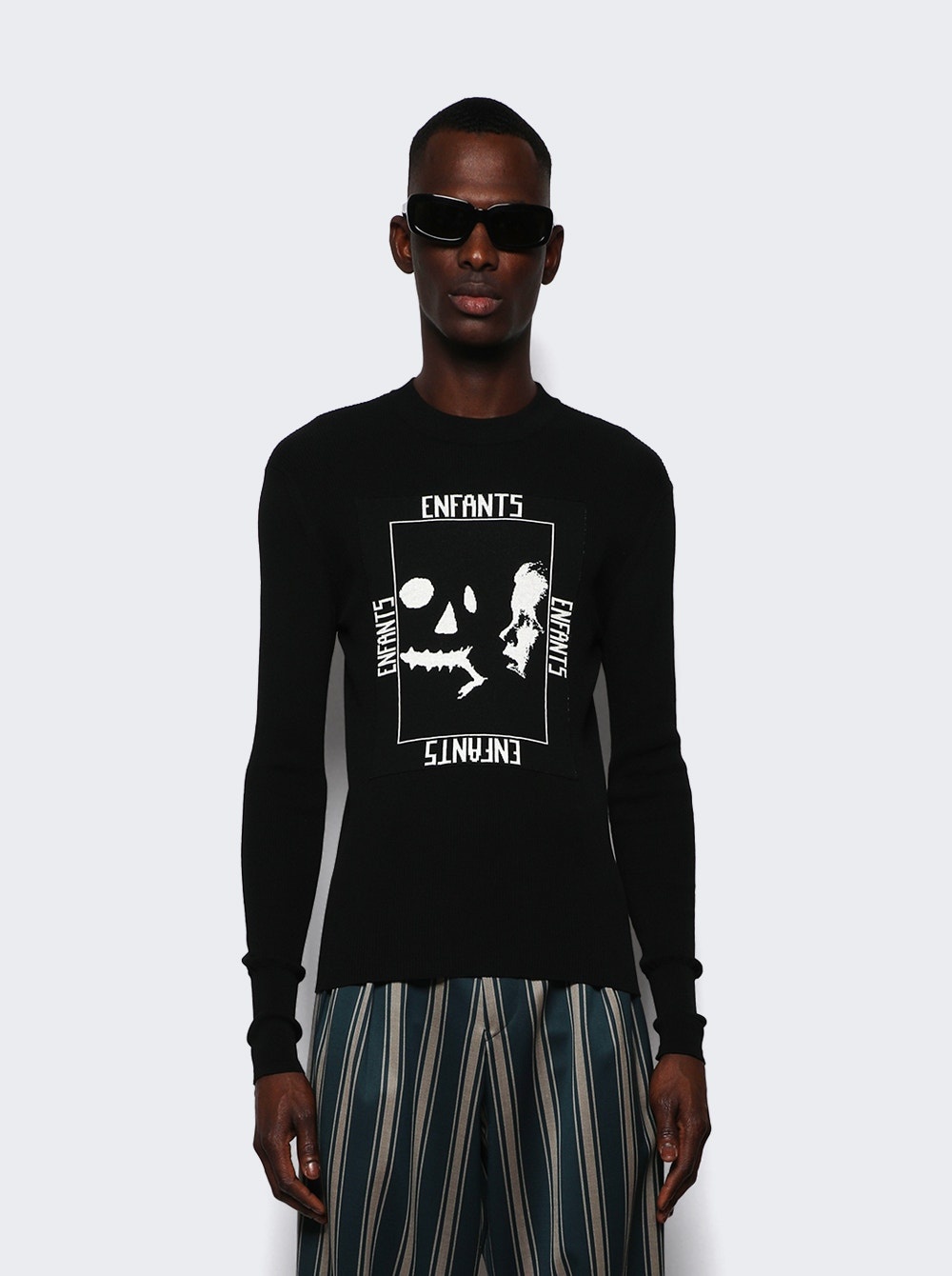 Halloween Knit Thermal Long-sleeve T-shirt Navy And White - 3