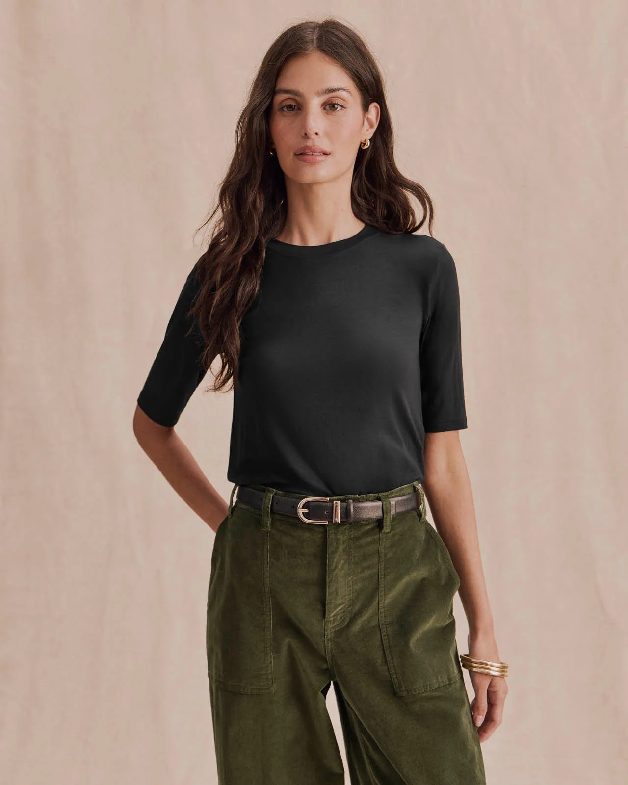 Bamboo Blend Quarter Sleeve Tee - 1