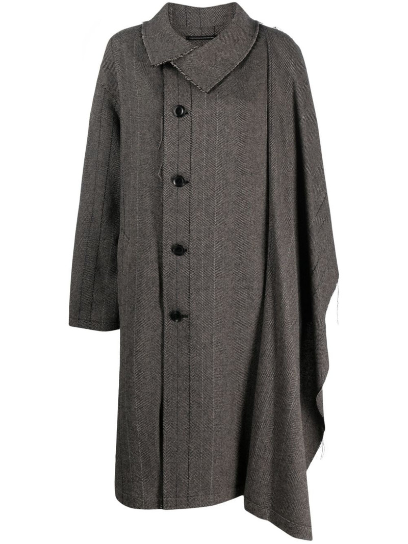 herringbone-pattern asymmetric coat 1