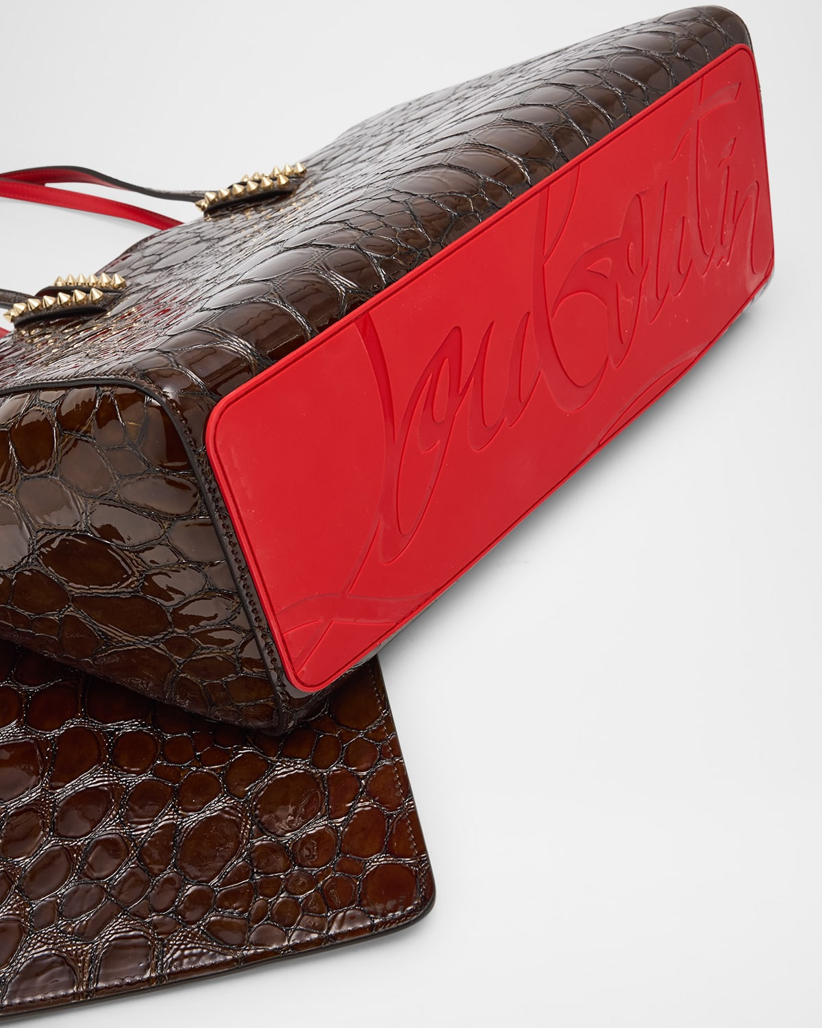 Cabata Small Tote Bag in Glossy Croc-Embossed Leather - 7