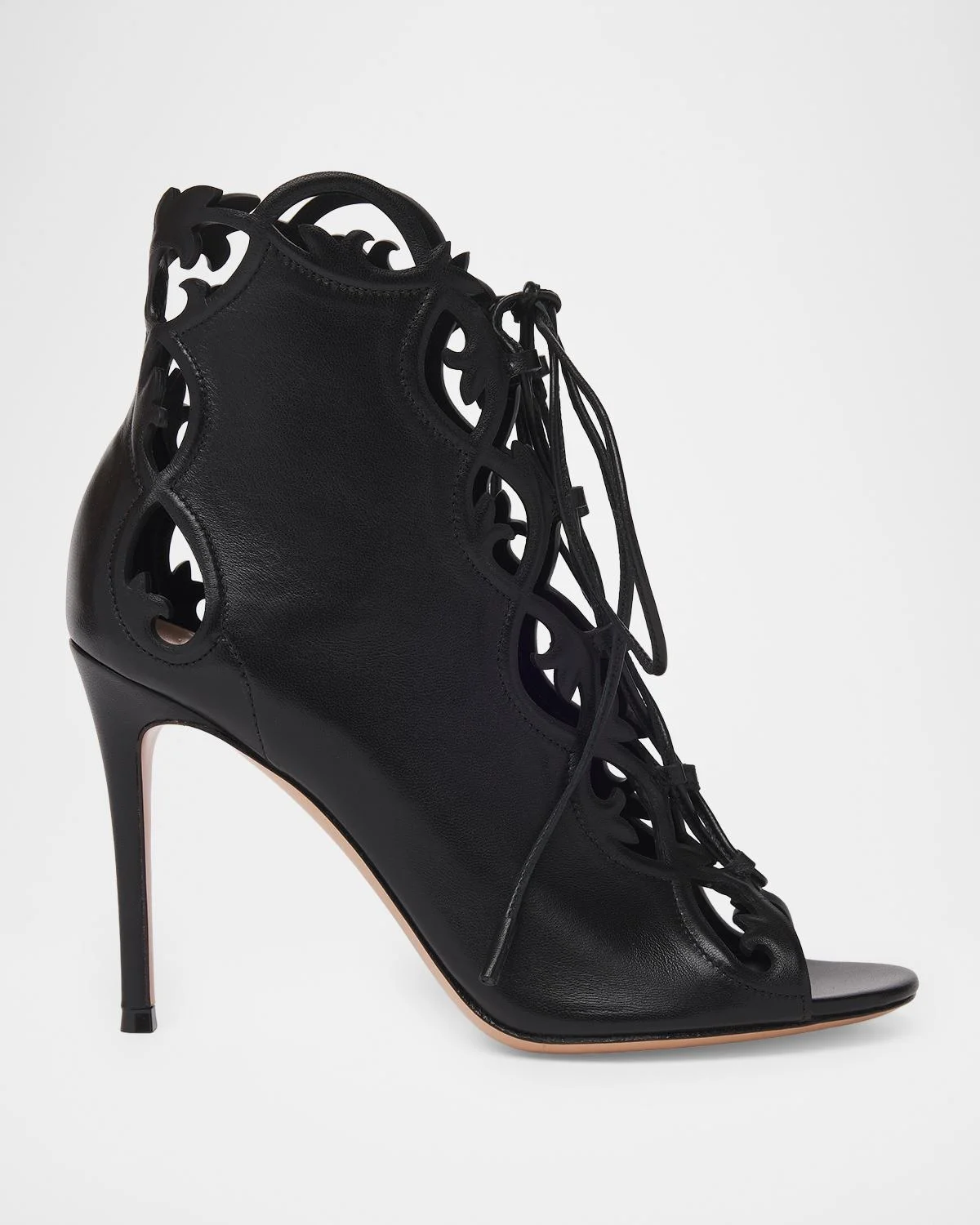 95mm Cutout Leather Booties - 1