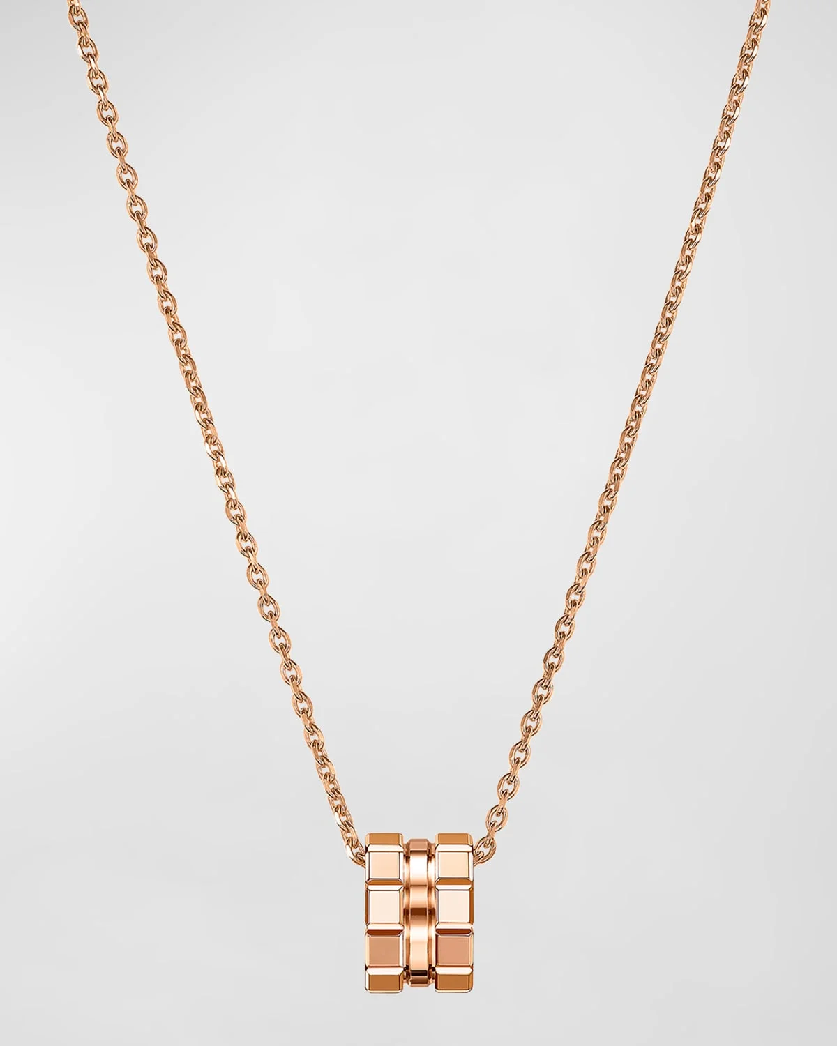 Ice Cube 18K Rose Gold Large Pendant Necklace - 1
