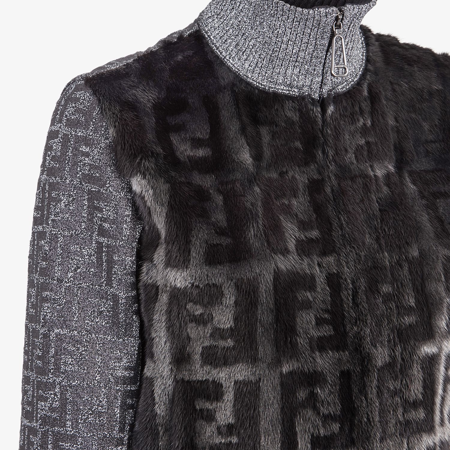 Knit and inlaid mink fur bomber jacket - 3