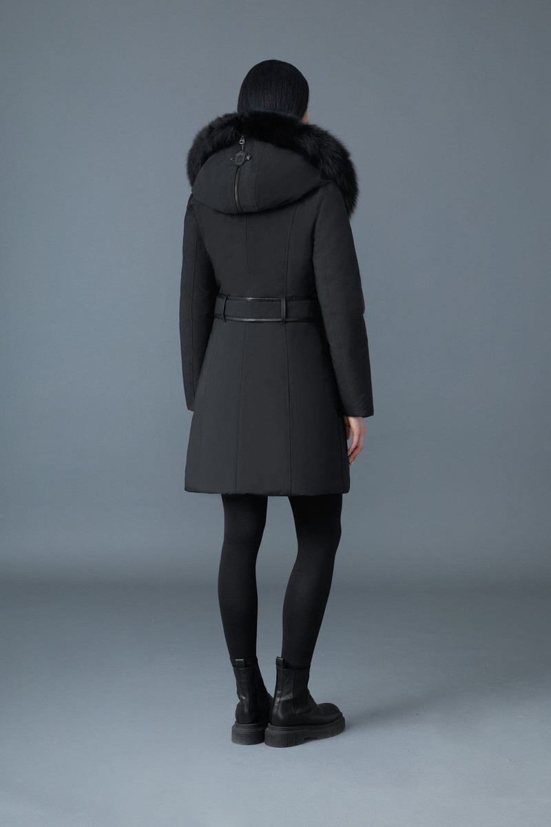 TRISH-BX Powder Touch down coat with blue fox fur Signature Mackage Collar 5
