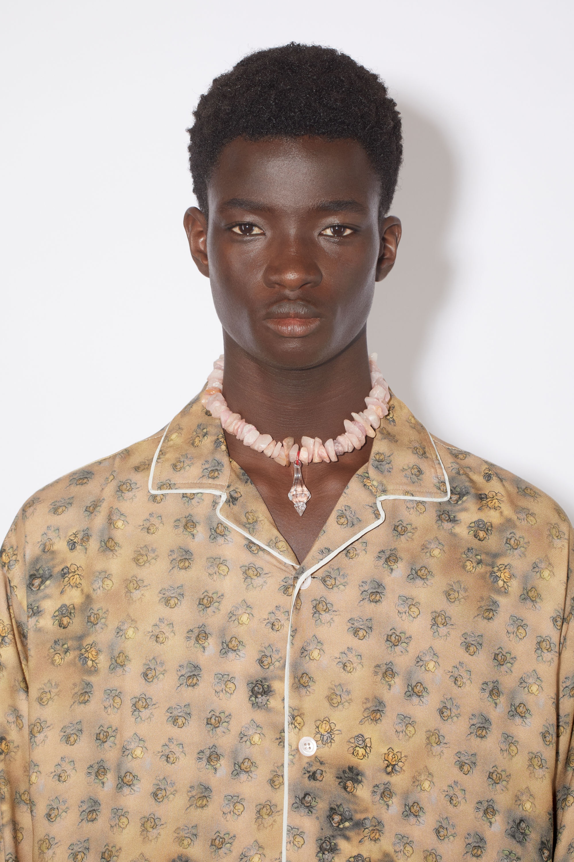 Printed button-up shirt - Sand beige/yellow - 5