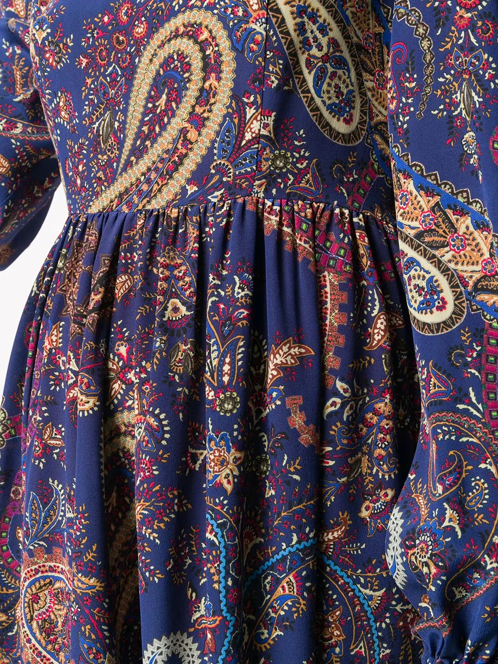 gathering detail paisley print dress - 5