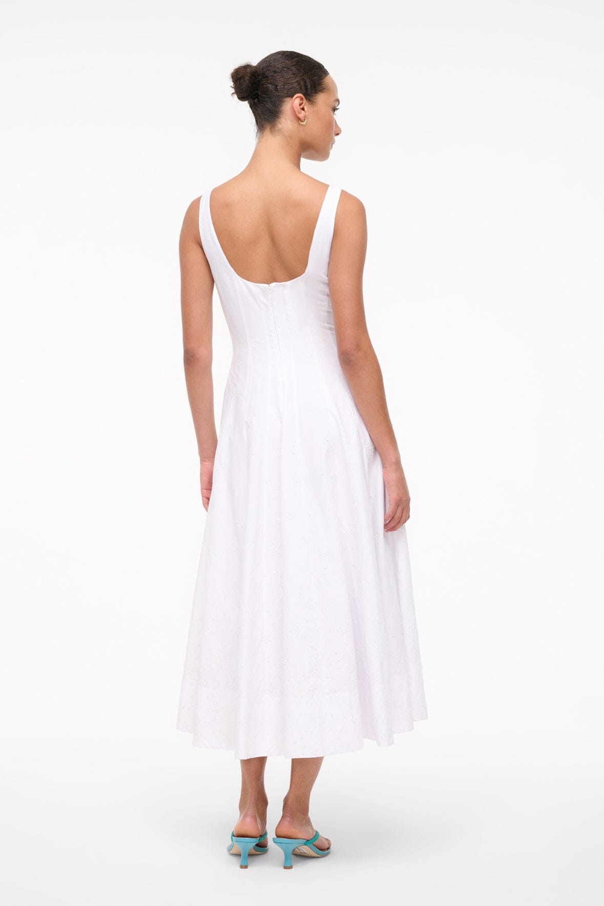 STAUD WELLS DRESS WHITE EMBROIDERY - 3