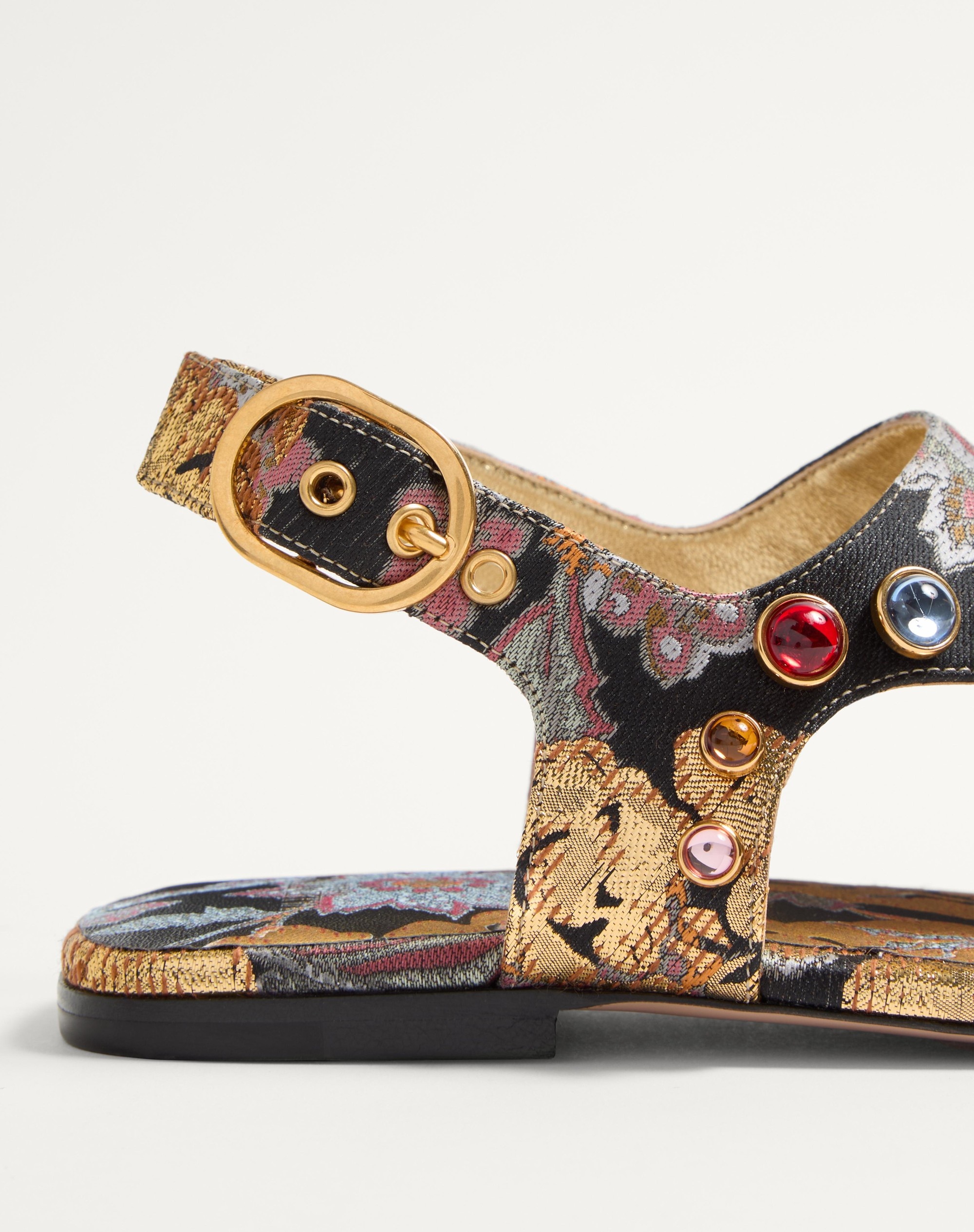PRESHOES SANDAL IN APRES L'HIVER JACQUARD FABRIC WITH CRYSTALS 05MM - 6