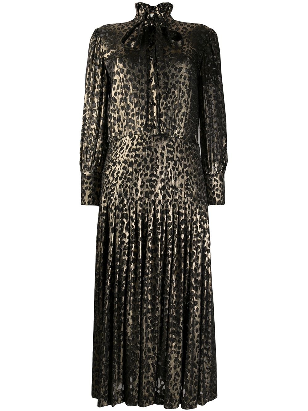 leopard print pleated midi dress - 1