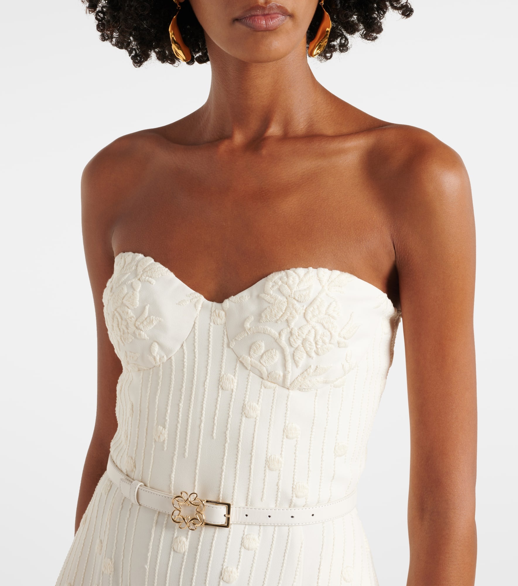 Embroidered cady midi dress - 4
