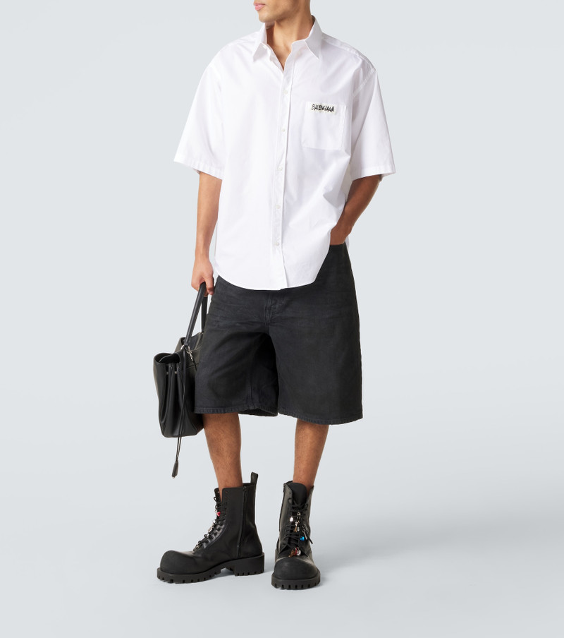 BALENCIAGA Unity belted denim Bermuda shorts outlook