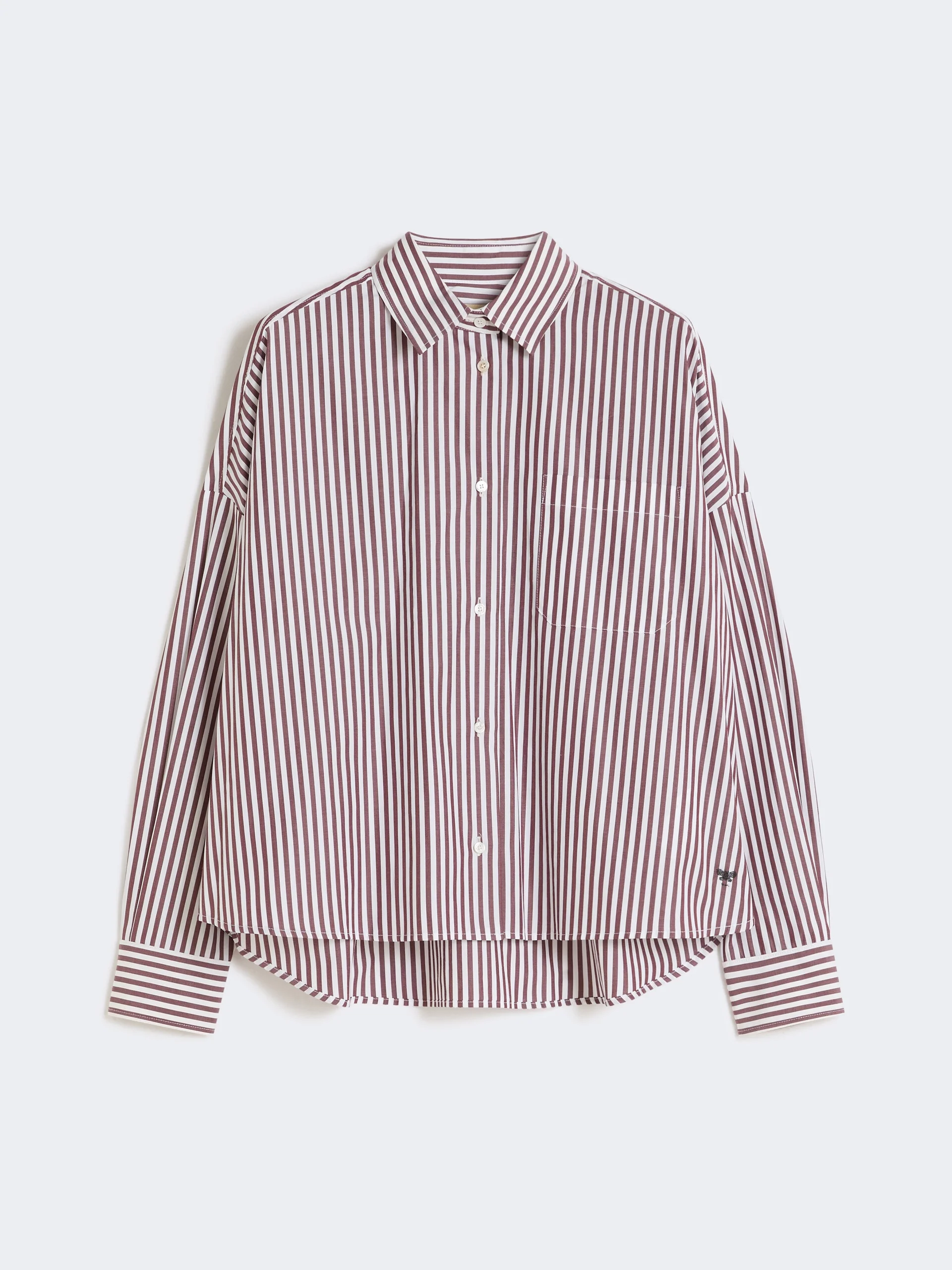 Oversized cotton shirt - BORDEAUX - 1