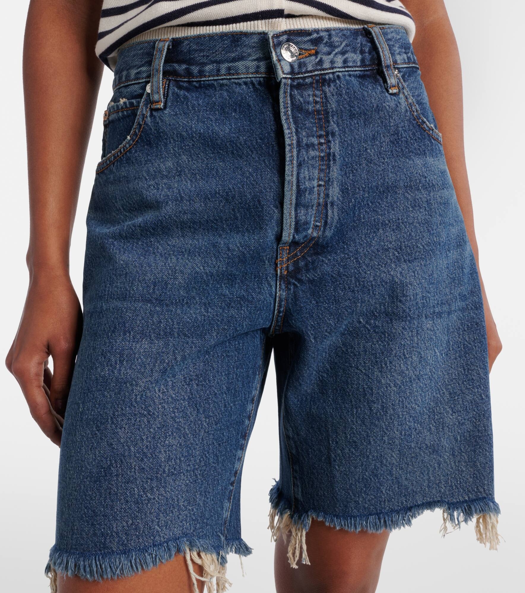 Deconstructed high-rise denim shorts - 4