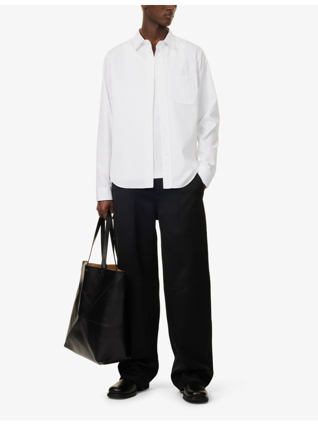 Brand-Embroidery Patch-Pocket Regular-Fit Cotton-Poplin Shirt - 2