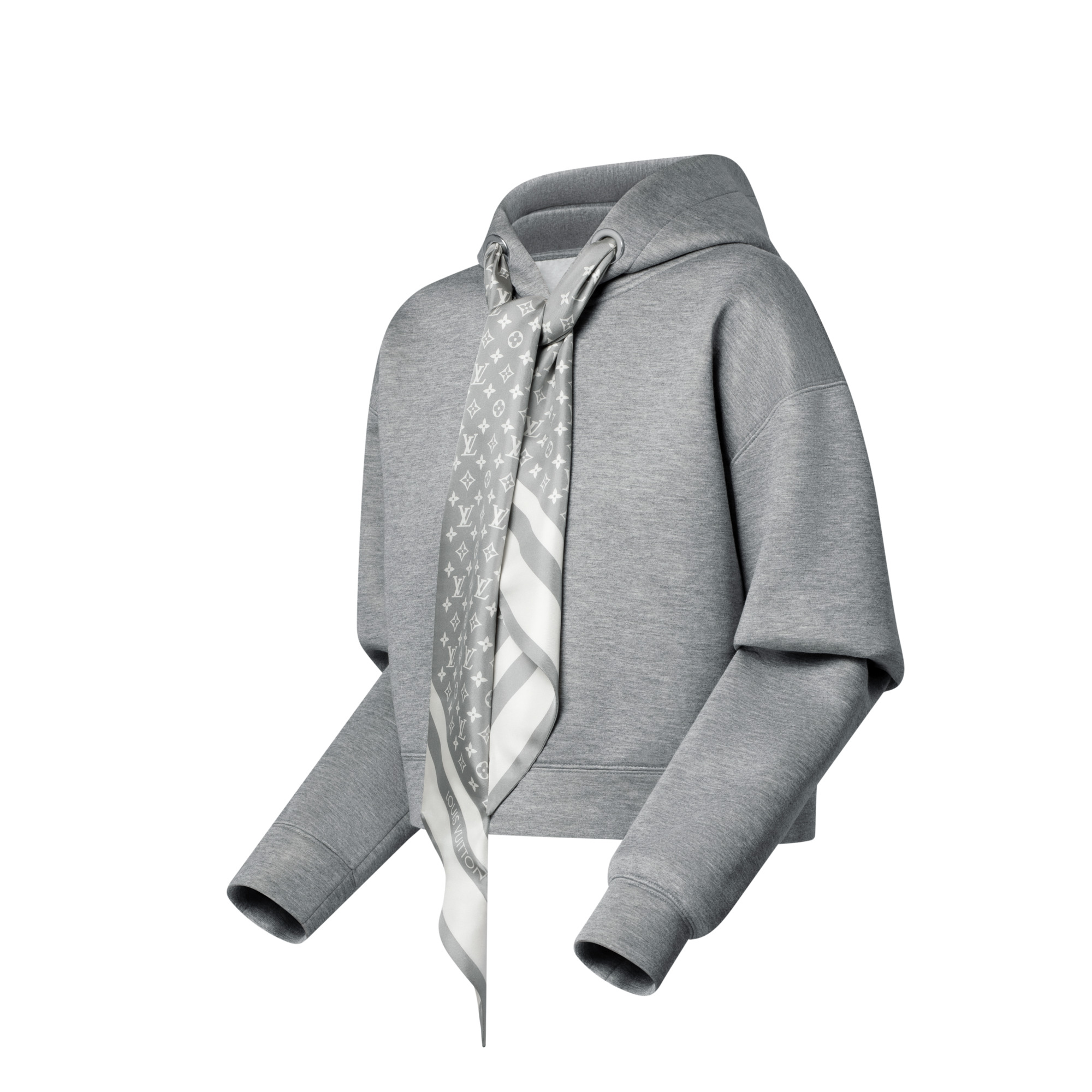 Cropped Monogram Scarf Hoodie - 2