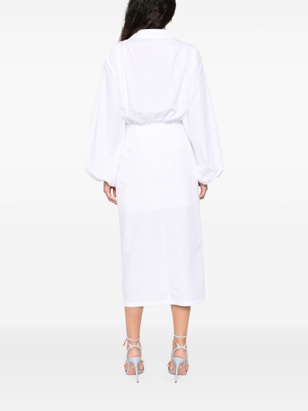 rose-appliqué poplin midi dress - 4