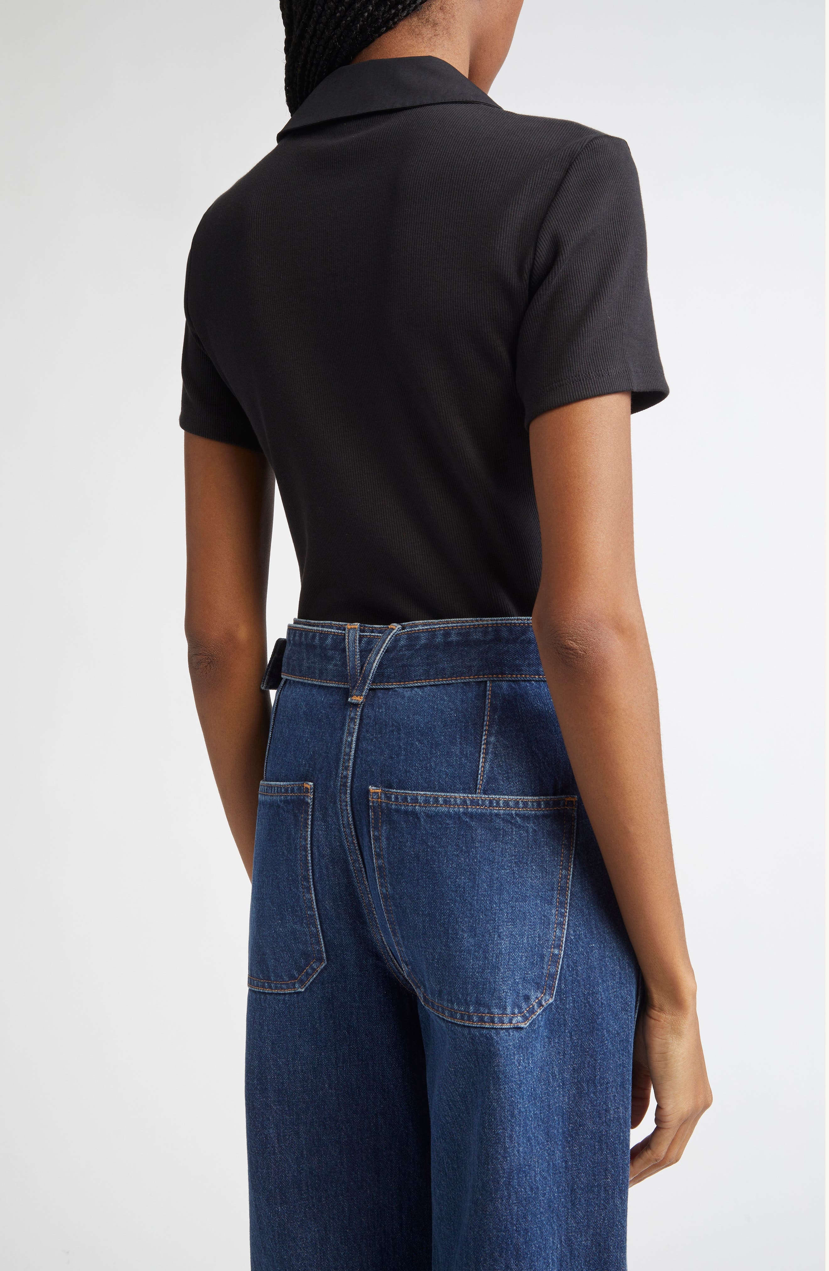 Veronica Beard Kearney Stretch Cotton Polo in Black at Nordstrom - 3