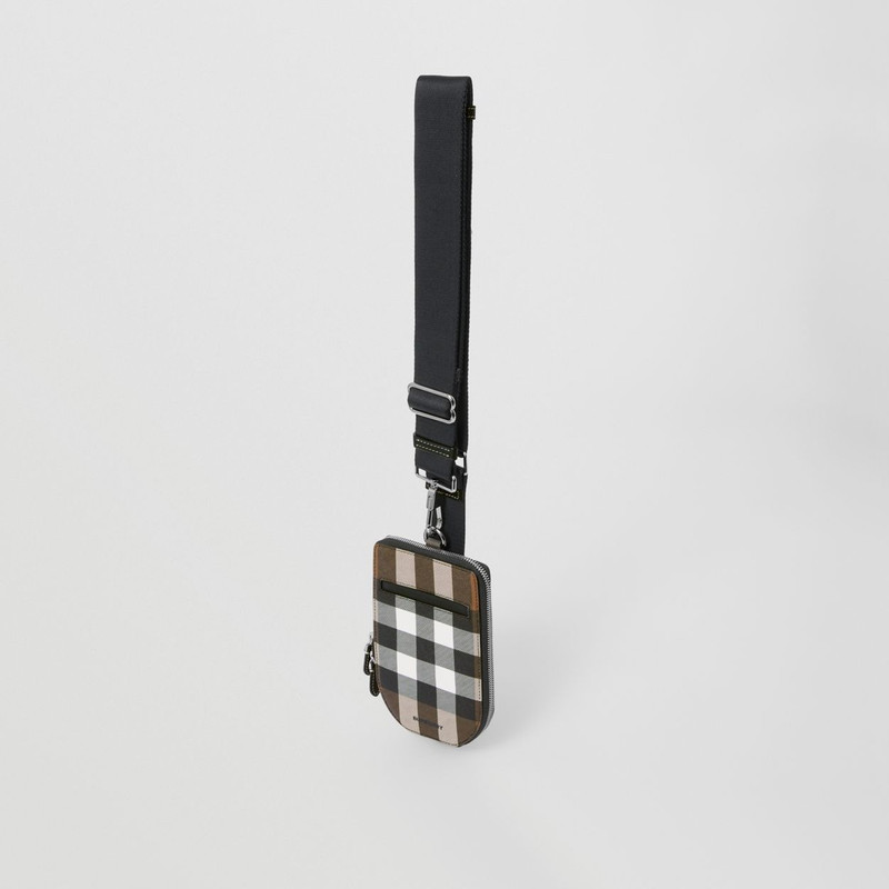 Check and Leather Crossbody Phone Case 4