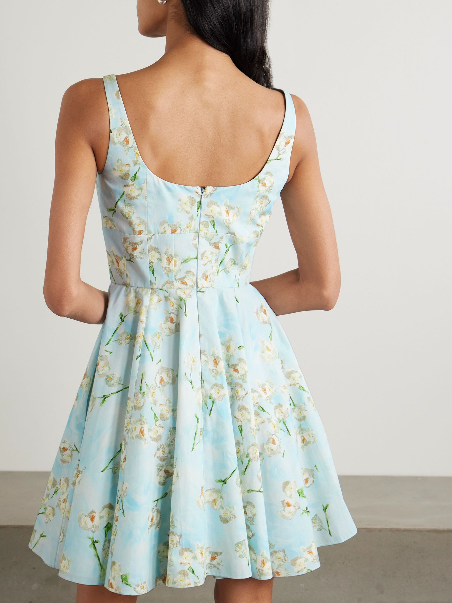 Mini Mona floral-print cotton-poplin mini dress Blue - 3